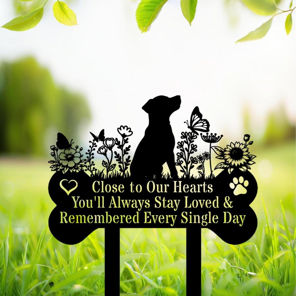 Pet Grave Markers Dog, Metal Pet Metal Memorial Garden Stake, Pets Waterproof Grave Stakes Plaque, Pet Headstone Garden Memorial Graves, Metal Dog