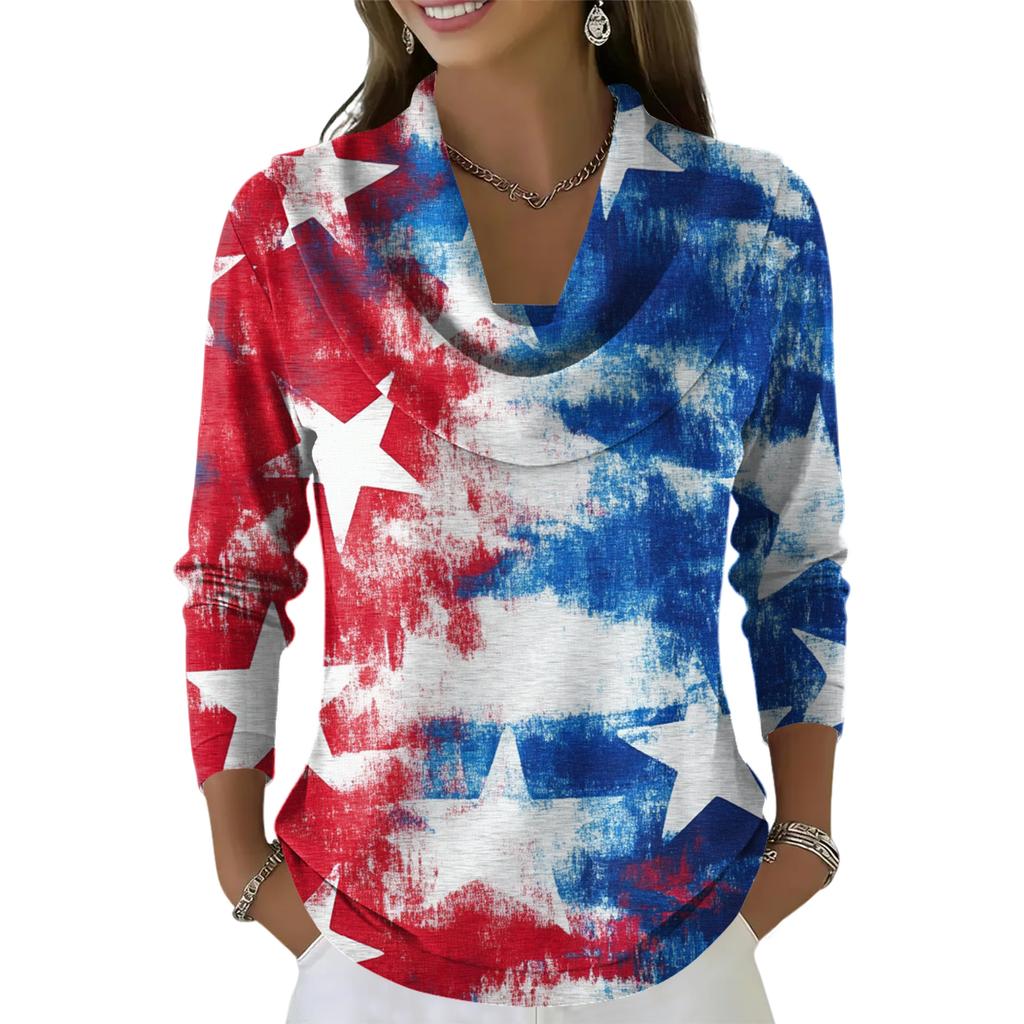 Women's Casual And Fashionable Round Neck Long Sleeved Printed Top Sweater