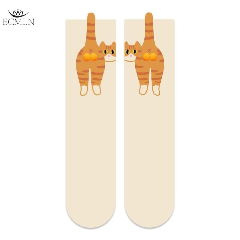 Cartoon Cute Cat Socks with 3d Cat Egg Balls Soft Breathable Mid Tube Socks for Cat Lovers Novelty Gifts