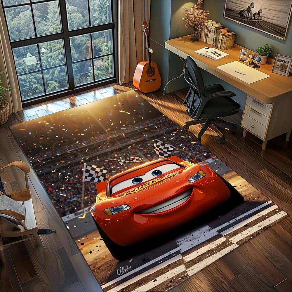 

Movie Piston Cup Lightning McQueen Track Rug Carpet Large Area Rug Non Slip Washable Floor Mat Gamer Room Bedroom Home Decor 60x90cm