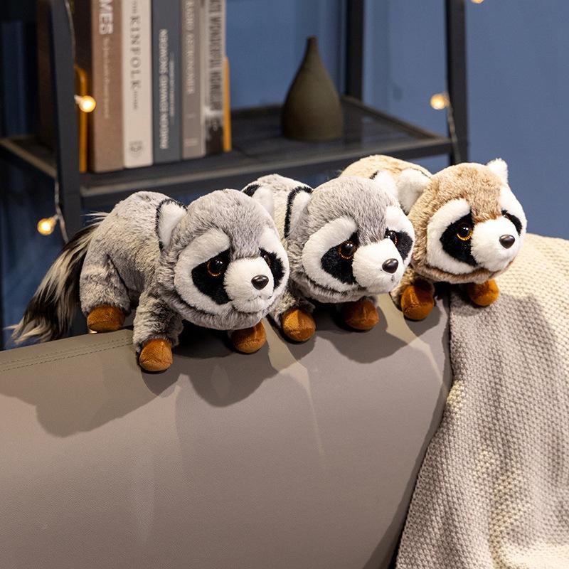 Simulation lying down raccoon doll plush toy cute raccoon doll children accompany soothing doll