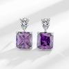 2026 European and American Trendy Light Luxury Square Purple Zircon Stud Earrings for Women, Small Sugar Cube Zirconium Diamond Earrings
