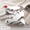 Japanese Pagoda Landscape Cushion Cover Soft Short Plush Pillow Cover Smooth Cozy Texture Aesthetic Cushion Case Home Decor