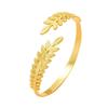 Elegant Stainless Steel Leaf Bracelet for Women - Forest Style with Versatile Wheat Ear Open Cuff Design