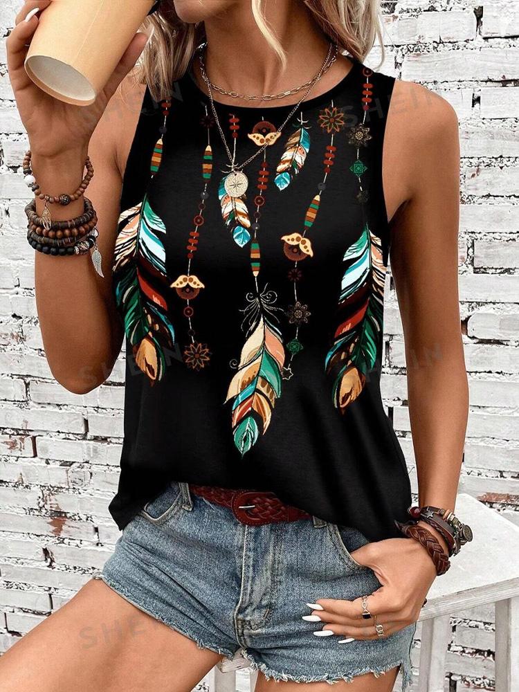 Outdoor Street Fashion Women's Sleeveless T-shirt Summer Casual Daily Crew Neck Tank Top Leopard Print Women's Elegant Tank Top