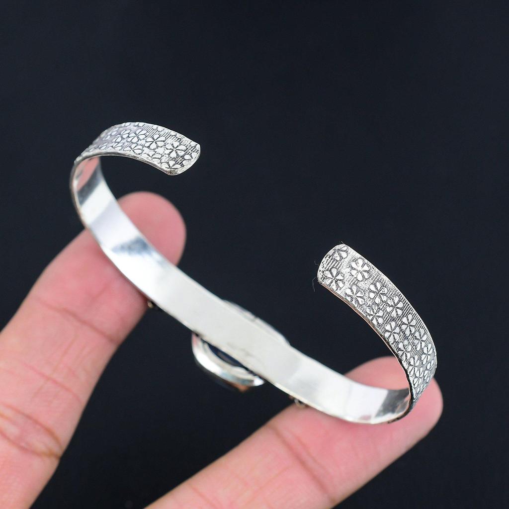 Friendship Day Sale 925 Silver Natural Owyhee Blue Opal Wife Boho Bangle Jewelry