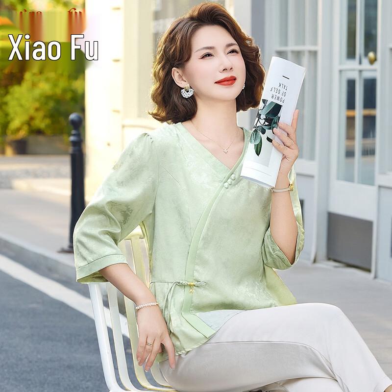 Xiaofu Women s Elegant 3/4 Sleeve Floral Shirt 5XL