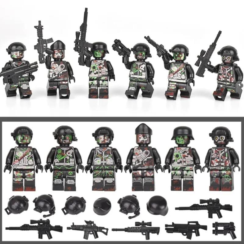 Military Zombie Building Blocks Ghost Special Police Wolf Warrior Special Forces Mutant Zombie Police Assembling Party Toys