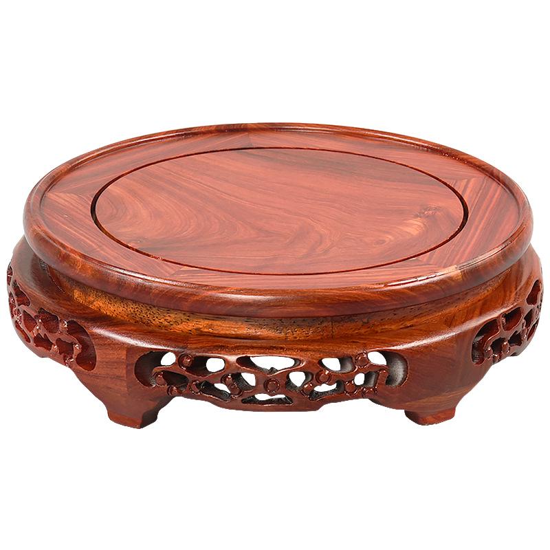 Red Sandalwood Buddha Statue & Vase Stand