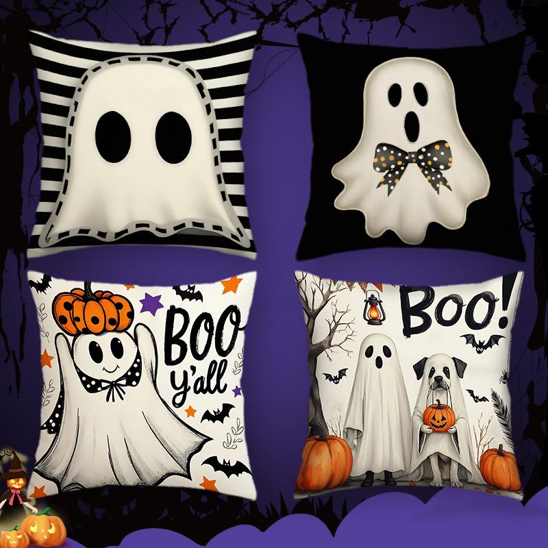 Halloween Pillowcase Skull Pumpkin Print Pillow Car Sofa Cushion Cover Funny Ghost Cushion Cover