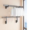Wall-Mounted Folding Clothes Drying Rack with Telescopic Rod