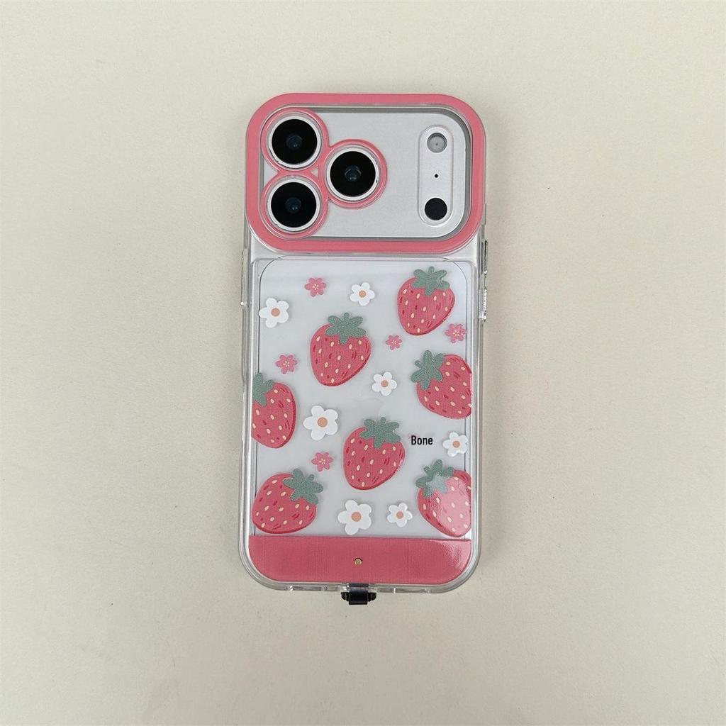 Strawberry Clover Flashing Phone Case for iPhone 14/13/12/11/15/16/17 PROMAX