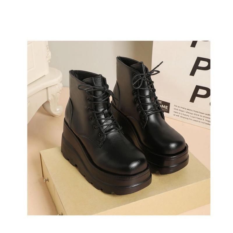 Height Increasing Women High Heels British Style Short Boots