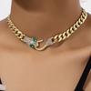 Snake Choker Necklace Black Silver Zircon Cuban Link Chain Accessory for Men and Women Cool Vikinged Goth Styles