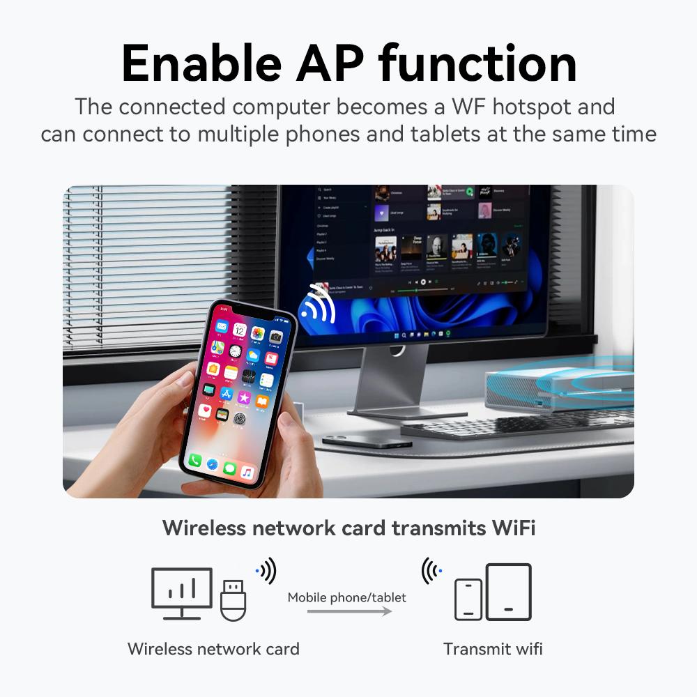 900Mbps Network Card WiFi 6 Bluetooth 5.4 Adapter Dual Band 2.4G&5GHz USB Network Wireless Wlan Receiver For Win10/11 Drive Free