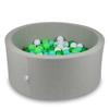 Dry Pool 90x40cm Light Gray with 300 Balls: White, Light Green, Mint, Green