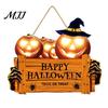 Thanksgiving Holiday Hanging Decor Halloween Door Sign for Porch, Cute Ghost Scarecrow Dwarf Wall Festive Entryway Fall Display Plaque, Rustic