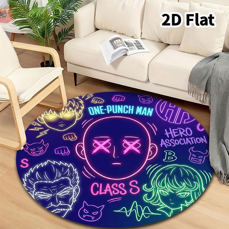 Onepunch Man Round Area Rug Carpet Rug For Living Room Bedroom Sofa Playroom Decor Nonslip Floor Mat