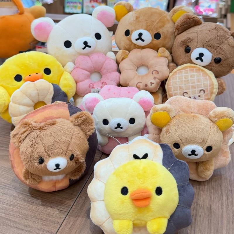 Korilakkuma Donut Plush Doll Keychain Kawaii Rilakkuma Cute Dessert Series Kiiroitori Little Chick Creative Stuffed Toy Pendant