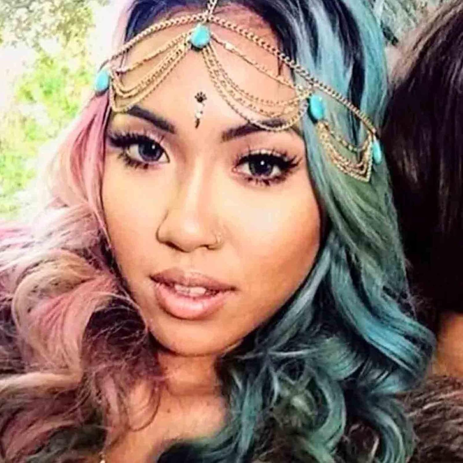 Andelaisi Boho Layered Head Chain Gypsy Hair Chain Headband Gold Turquoise Tassel Dangle Headchain Blue Gemstone Headdress Festival Wedding