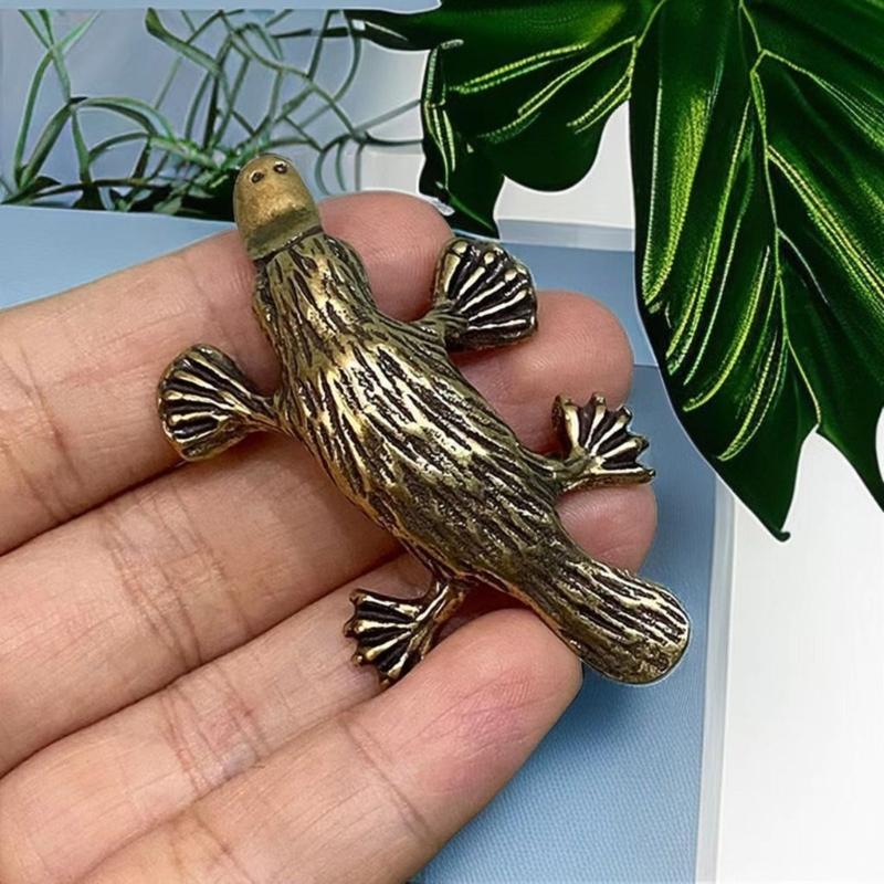 Brass Duckbill Statue Elegant Antique Metal Animal Miniature Collectible Figurine for Home Office Desk Fengshui Decors
