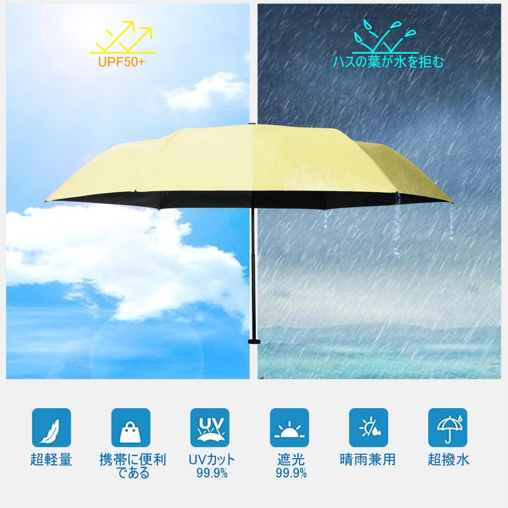 Folding Ultra Lightweight Light Heat Super Water For Both Sunny and Rainy Folding Convenient UV Business Rainy Season Day Parasol, Umbrella, 99g,