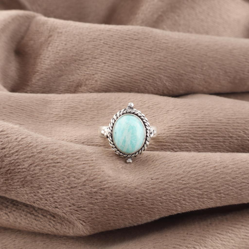 Amazonite Ring, 925 Solid Sterling Silver Ring Handmade Gemstone Jewelry, Brand New Ring Gifts For Wife