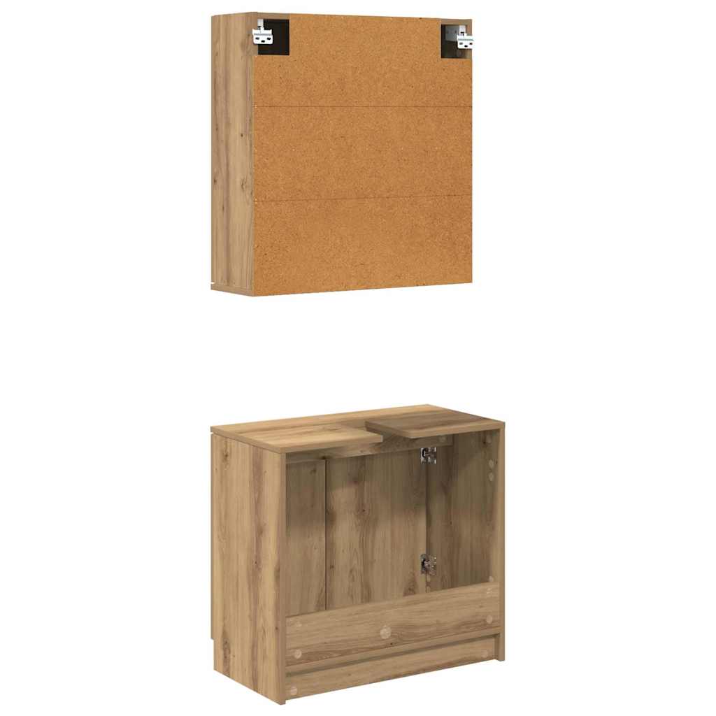 Bathroom Cabinet Set with Shelf Artisan Oak Wood Based Material