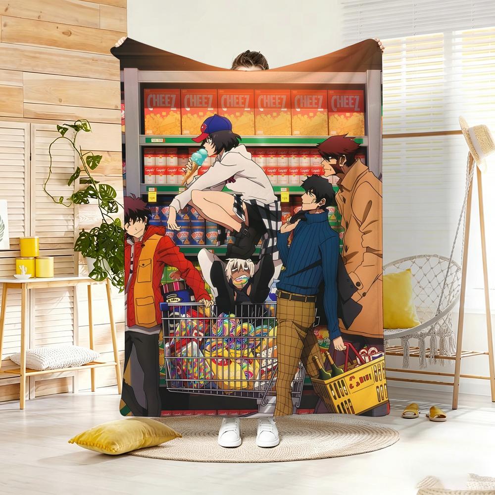 Supernatural Action Anime K-Kekkai Sensen Throw Lightweight 240g Flannel Blanket Soft Skin-friendly for Summer Cooling
