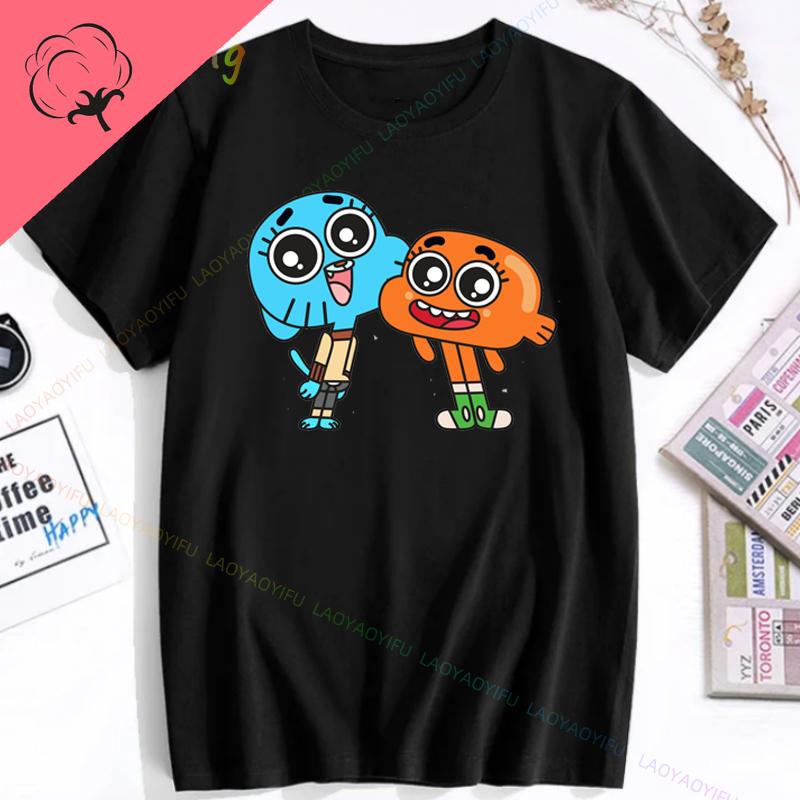 Funny Korean Amazing World Gumball Tshirt 100 Cotton Boys and Girls Y2k Clothes Short Sleeve Tee Mens Clothing