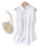 Sleeveless Summer Women Shirt Fashion Casual Loose Top Base Vest Elegant Lapel Office Streetwear Slim Fit Solid Color Blouse Basic Clothing