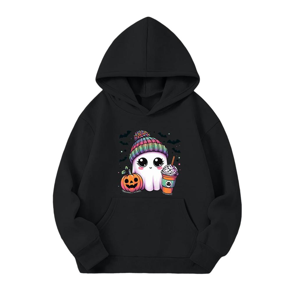 Kids Halloween Printed Hoodie, Loose Fit Casual Pullover for Boys Girls