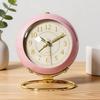 French Vintage Metal Alarm Clock, Silent Quartz Desk Clock, Decorative Analog Table Clock for Bedroom & Study Ornament