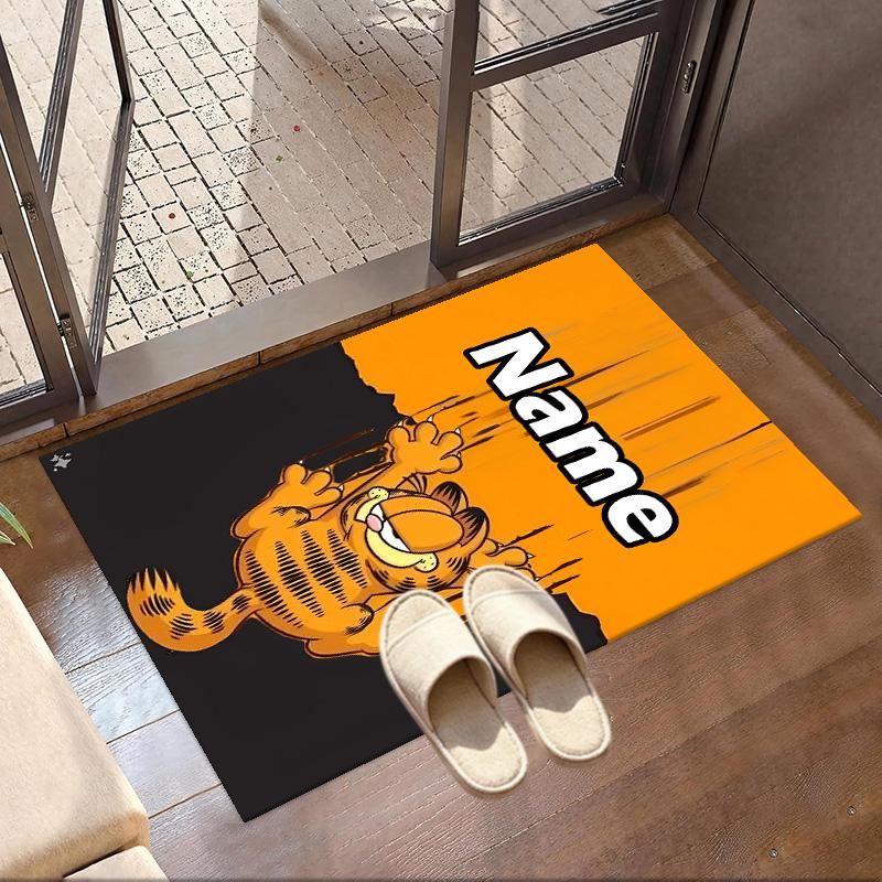 Custom Name Personalized Garfield Print Carpet, Versatile Home Decor Rug, for Playroom, Apartment, Balcony, Entryway, Hallway Gift