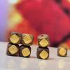 5Pcs Handmade Wooden Square Beads with Yellow Copper Accents, Stylish Minimalist Yellow Fortune God Loose Beads for DIY Necklace, Jewelry Making 8×8mm