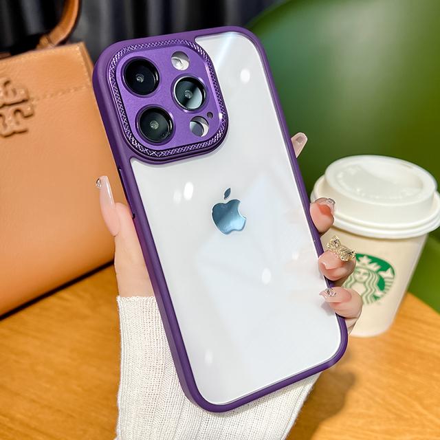

Роскошный прозрачный чехол для телефона Iphone 14 13 12 Pro Max, металлическая защита объектива, противоударный силиконовый чехол для мобильного телефона Fundas Shell For iPhone 13 фиолетовый