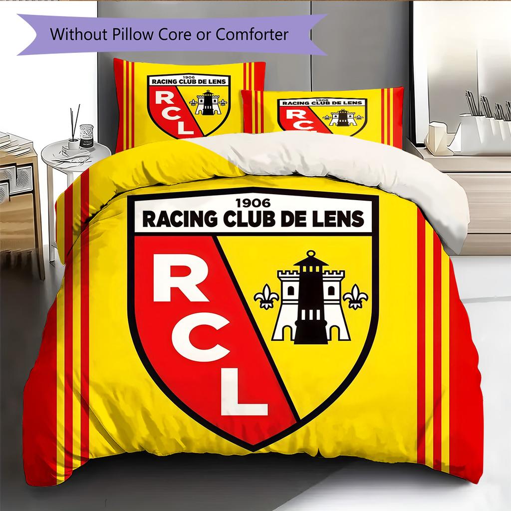 Racing Club De Lens Pattern Bedding Quilt Set Home Decoration Gift (1 * Duvet Cover + 2 * Pillowcase Without Core)