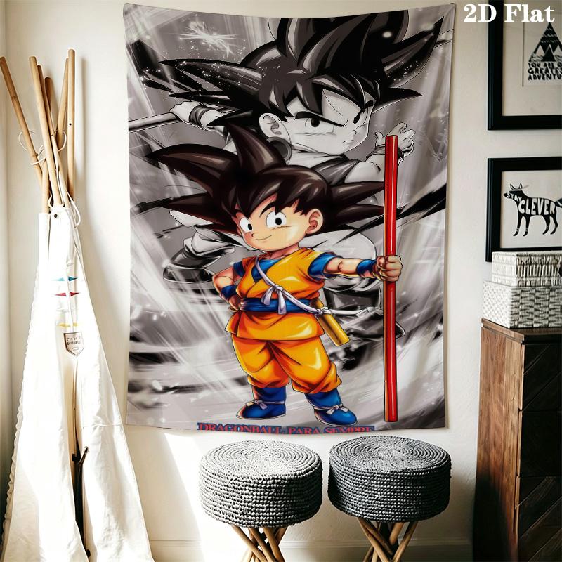 Cartoon Son Goku Wall Tapestry Aesthetic Wall Hanging Printed Fabric Blanket Decorative Tapestries For Bedroom Living Room Home Decor