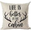 Ramirar Black Word Art Quote Life Is Better At The Cabin Antlers Fall Autumn Inspirational Decorative Throw Pillow Cover Case Home Living Room Bed