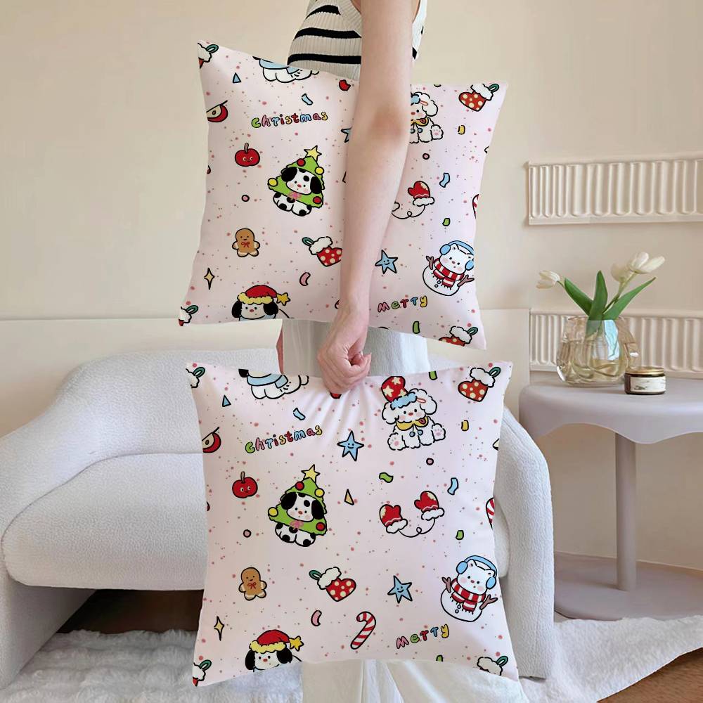 Christmas Dog Pillow Case Sofa and Living Room Decorative Cushion Covers Dust-proof and Mite-proof Invisible Zipper