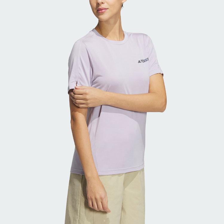 Adidas Campyx Short Sleeve Tee With Logo Print Women Tops Silver IC1978