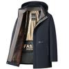 Men's Black Gold Mid-Length Winter Jacket - Thickened, Velvet-Lined, Loose-Fit Dad's Wear