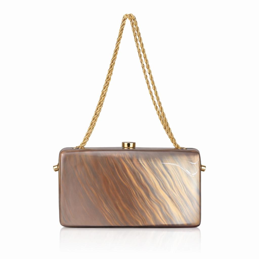 

Small Bag One Shoulder Women S Messenger Bag Portable Fashion Summer Beach Acrylic Dinner Bag Small Square Bag темно-коричневого кольору