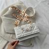 2024 New WOMEN'S Bags Korean Version of the Lingge Chain Shoulder Bag Solid Color Messenger Small Square Bag
