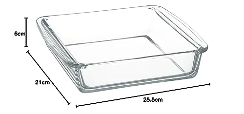 iwaki Heat-Resistant Glass Cake Pan, Baking Dish, Gratin Dish, Square, 25.5 x 21 x 6 cm, KBC222