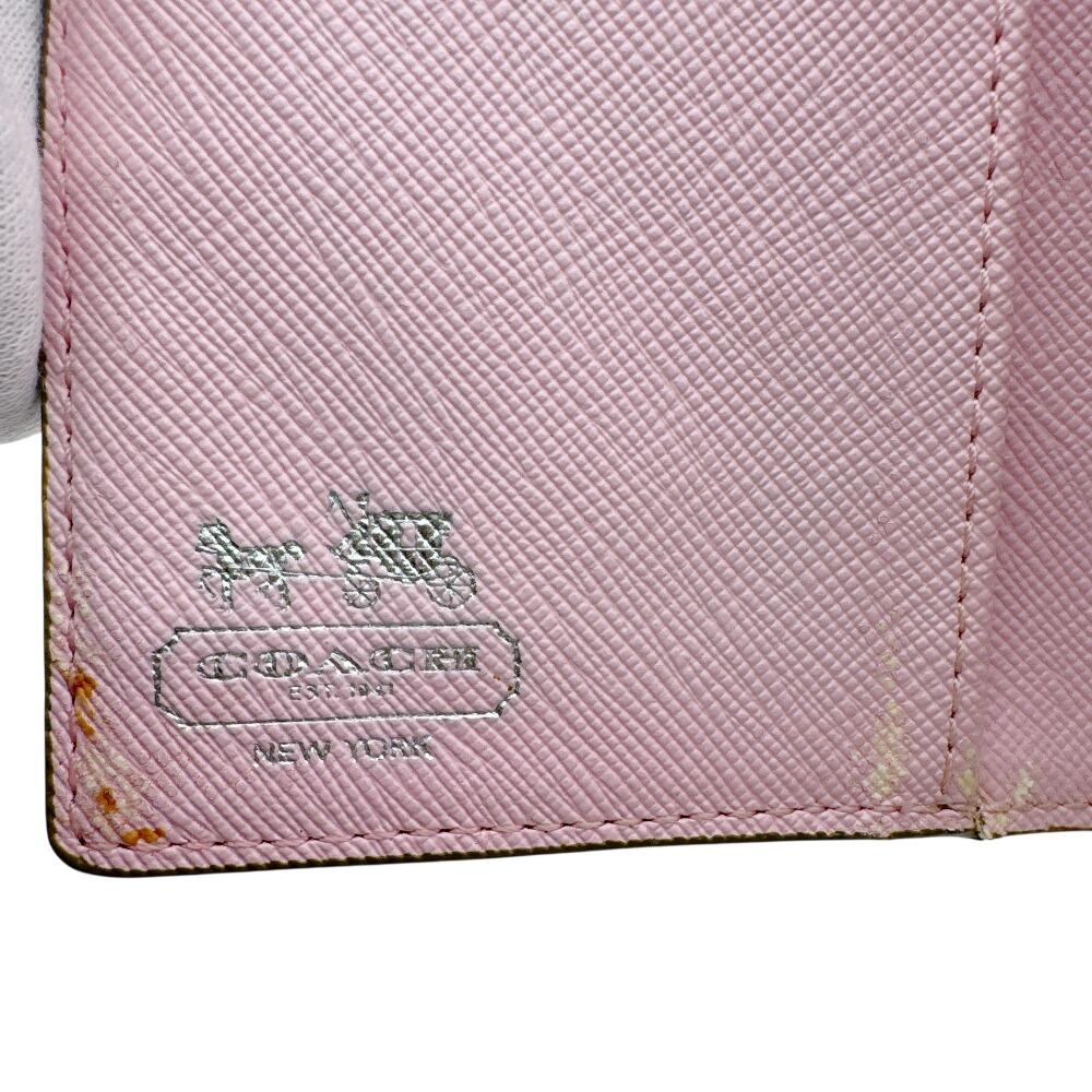 COACH compact Op art PVC Bifold Wallet beige PVC Used
