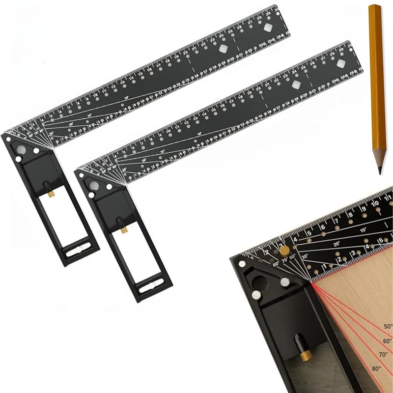 Tooltekt Square, 2024 New Woodworking Square Ruler, Multifunctional Right Angle Ruler, Multi-Angle Measuring Ruler Professional Measuring Tool, L