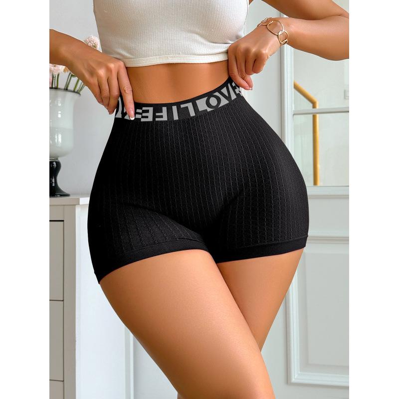 Pantaloncini Sportivi in Maglia con Lettere d'Amore a Vita Alta da Donna Europei e Americani
