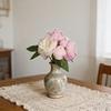 Kunstbloemen Pioenrozen Nep Zijde Pioenroos Boeket met 3 Volle Bloemen en 4 Knoppen Nep Bloemenarrangementen voor Bruiloft