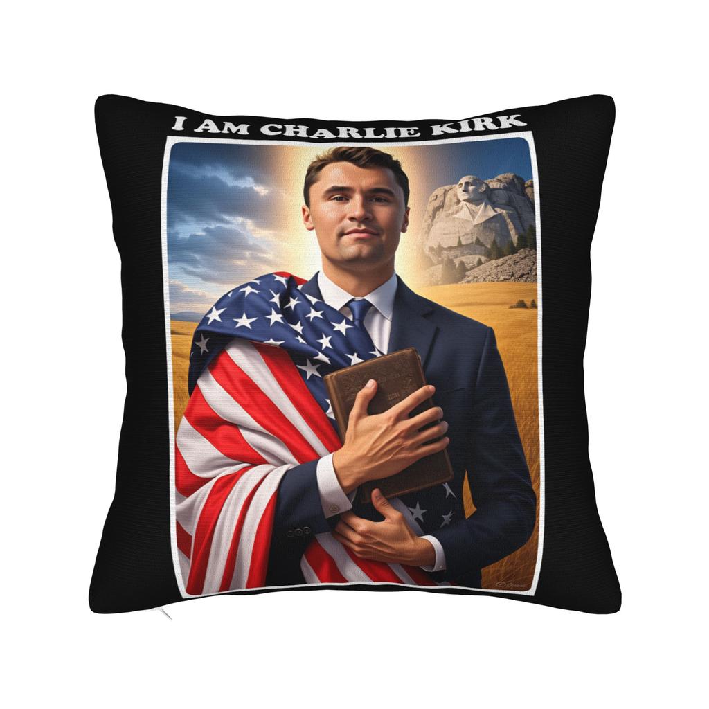 Charlie Kirk Miner Pillow Case Comfy Pillow Cover For Sofa Car Home Decor Funny Cushion Cover